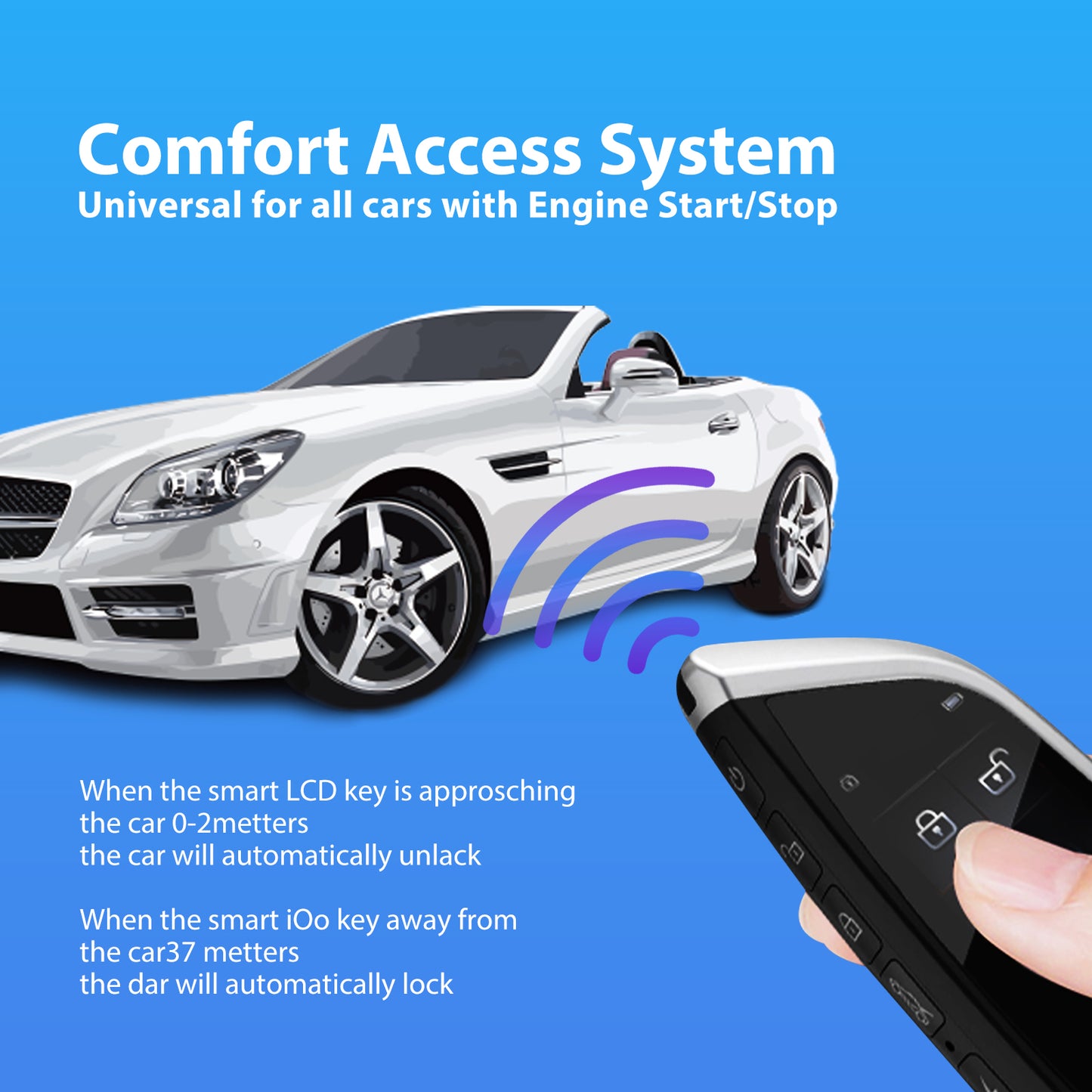 2023 New Arrival touch screen remote universal control car key for Start Stop Cars