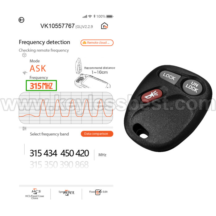2001-2011 Chevrolet GMC Cadillac Suburban Tahoe Yukon Silverado Escalade Sierra Avalanche S10 Pickup / 3 Buttons Keyless Entry Remote / KOBLEAR1XT / PN:15042968 - Image 5