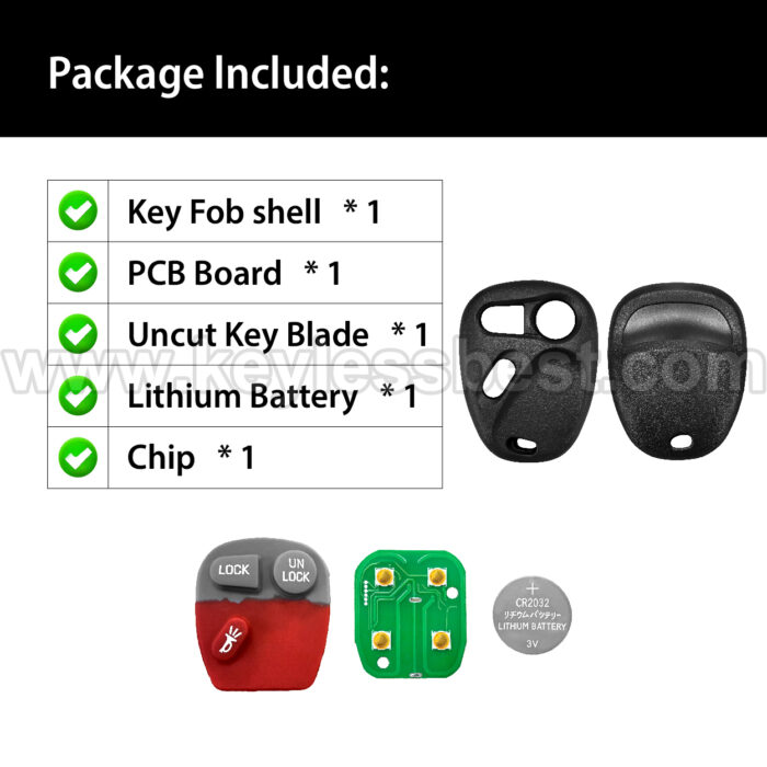 2001-2011 Chevrolet GMC Cadillac Suburban Tahoe Yukon Silverado Escalade Sierra Avalanche S10 Pickup / 3 Buttons Keyless Entry Remote / KOBLEAR1XT / PN:15042968 - Image 6