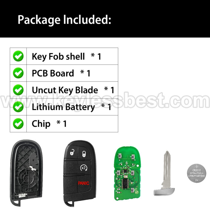 2014 - 2022 Jeep Grand Cherokee / 4 Buttons Keyless Entry Remote / M3N-40821302 / PN: 68141580AC 68141580AD 68143500AC 68066350AG - Image 6