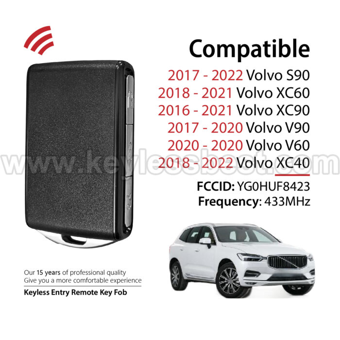 2016-2019 Volvo S90 V90 XC60 XC90 / 4 Buttons Keyless Entry Remote / YG0HUF8423 / PN: 31652142 / 8A 128-bits AES RF430 - Image 2