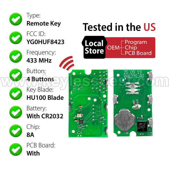 2016-2019 Volvo S90 V90 XC60 XC90 / 4 Buttons Keyless Entry Remote / YG0HUF8423 / PN: 31652142 / 8A 128-bits AES RF430 - Image 4