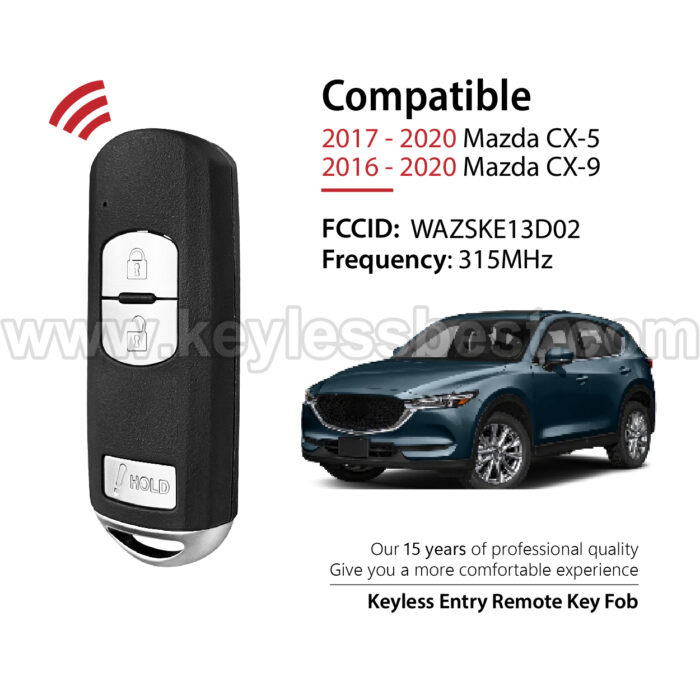 2016-2020 Mazda CX-5 with Power Liftgate CX-9 with Power Liftgate / 4 Buttons Keyless Entry Remote / WAZSKE13D02 / PN: GJY9-67-5DY,   GJY9-67-5RY - Image 2