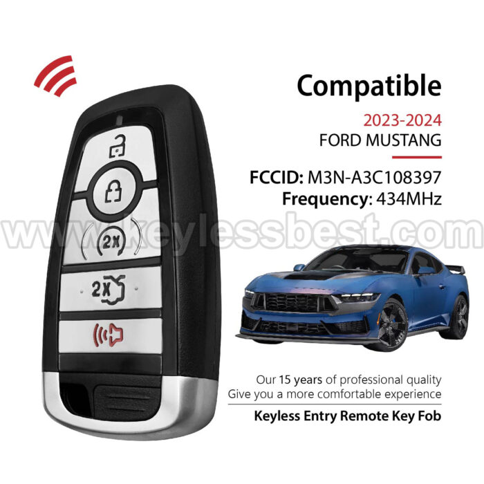 2023-2024 Ford MUSTANG / 5 Buttons Keyless Entry Remote / M3N-A3C108397 / PN: 164-R8355 PR3T-15K601-B - Image 2
