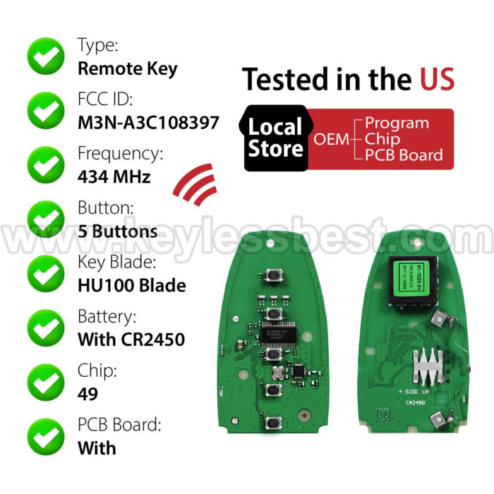 2023-2024 Ford MUSTANG / 5 Buttons Keyless Entry Remote / M3N-A3C108397 / PN: 164-R8355 PR3T-15K601-B - Image 4