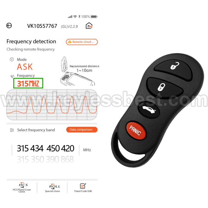 1999-2004 Dodge Jeep Dakota Durango Ram 1500 2500 3500  / 4 Buttons Keyless Entry Remote / GQ43VT9T / PN: 56045497, 04686366, 05014736AA, 4686076, 56008761, 56045497AA, 56045497AB, 56045497AC - Image 5