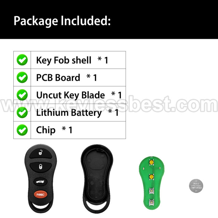 1999-2004 Dodge Jeep Dakota Durango Ram 1500 2500 3500  / 4 Buttons Keyless Entry Remote / GQ43VT9T / PN: 56045497, 04686366, 05014736AA, 4686076, 56008761, 56045497AA, 56045497AB, 56045497AC - Image 6