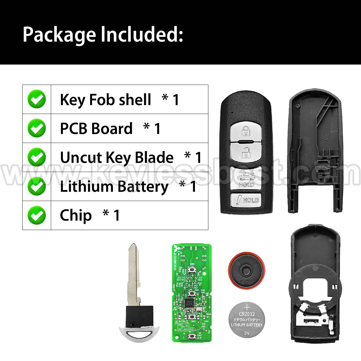2014-2019 Mazda 6 3 Miata MX-5 / 4 Buttons Keyless Entry Remote / WAZSKE13D02 / PN: GJR9-67-5DY, GJR9-67-5RY, GJY9-67-5DY - Image 6