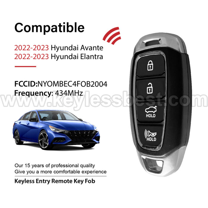 2022-2023 Hyundai Avante Elantra / 4 Buttons Keyless Entry Remote / NYOMBEC4FOB2004 / PN:95440-IB100 / 6A - Image 2