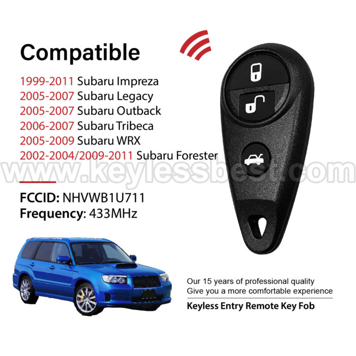 1999-2011 Subaru Impreza Legacy Outback Tribeca WRX Forester / 4 Buttons Keyless Entry Remote / NHVWB1U711 - Image 2