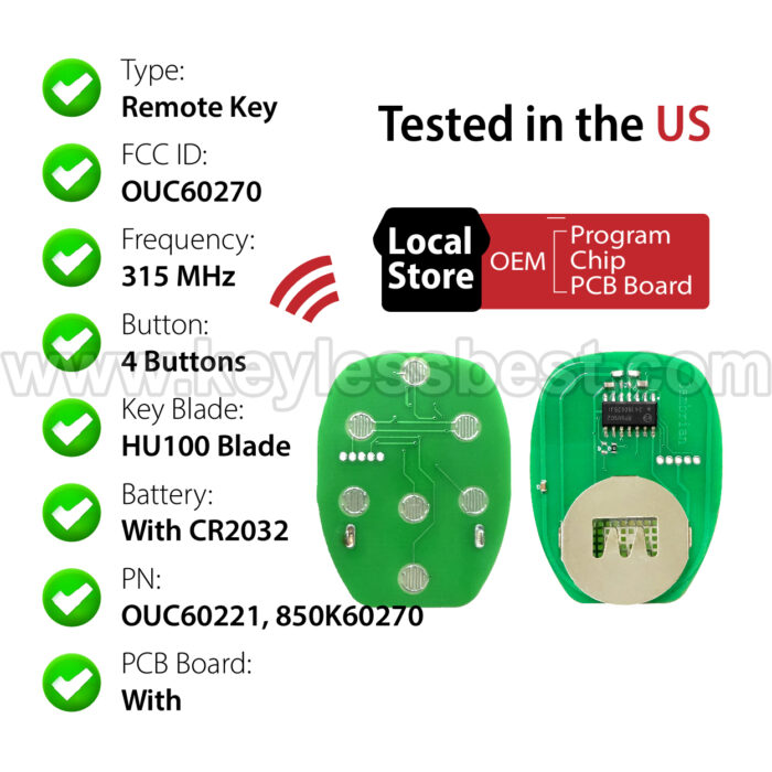 2006-2016 Cadillac Chevrolet Buick Monte Carlo Suburban Tahoe Yukon SilveradoEscalade Sierra Avalanche S10 Pickup / 4 Buttons Keyless Entry Remote / OUC60270 / PN:OUC60221, 850K60270, 850K60221, 15912859, 10337866, 15859329, 20935330 - Image 4