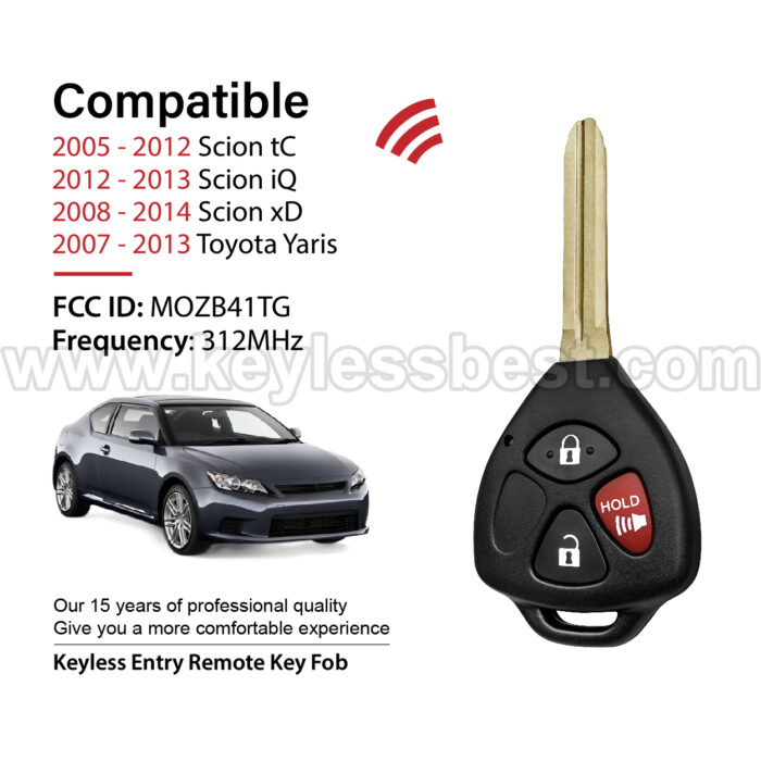 2005 - 2014 Scion Toyota tC iQ xD Yaris / 3 Buttons Keyless Entry Remote / MOZB41TG / PN: 89070-06231 89070-52850 / 4D 67 - Image 2