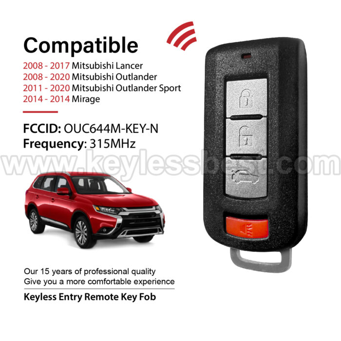 2008-2020 Mitsubishi Mirage Lancer Outlander Outlander Sport / 4 Buttons Keyless Entry Remote / OUC644M-KEY-N - Image 2