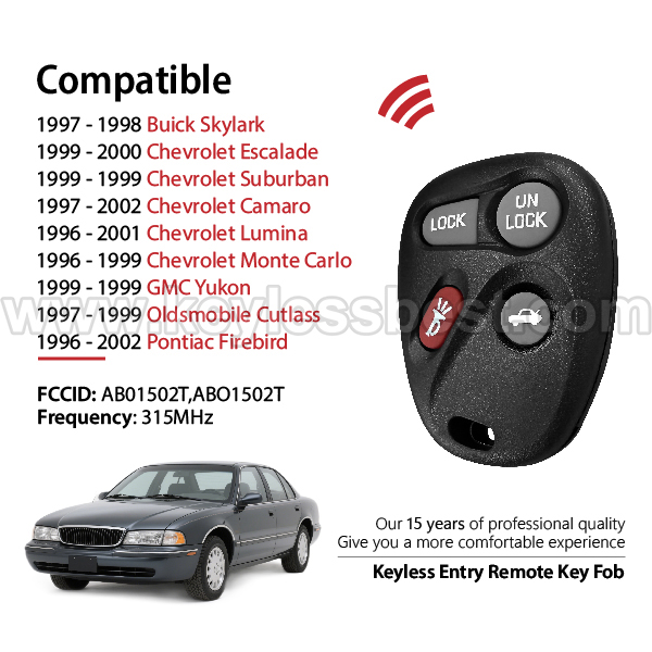 1996-2002 Chevrolet Key Fob AB01502T for Keylessbest - Изображение 2