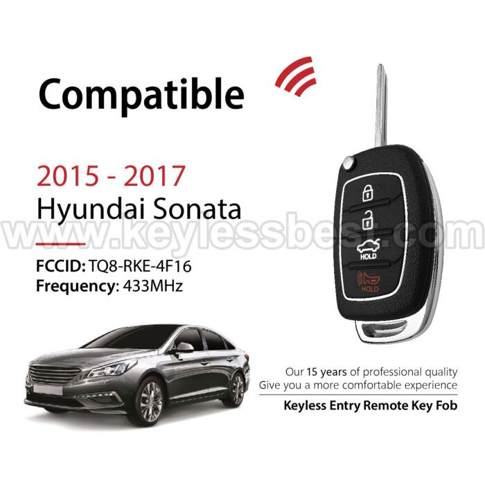 2015-2017 Hyundai Sonata / 4 Buttons Keyless Entry Remote / TQ8-RKE-4F16 / PN: 95430-C1010 - Image 2