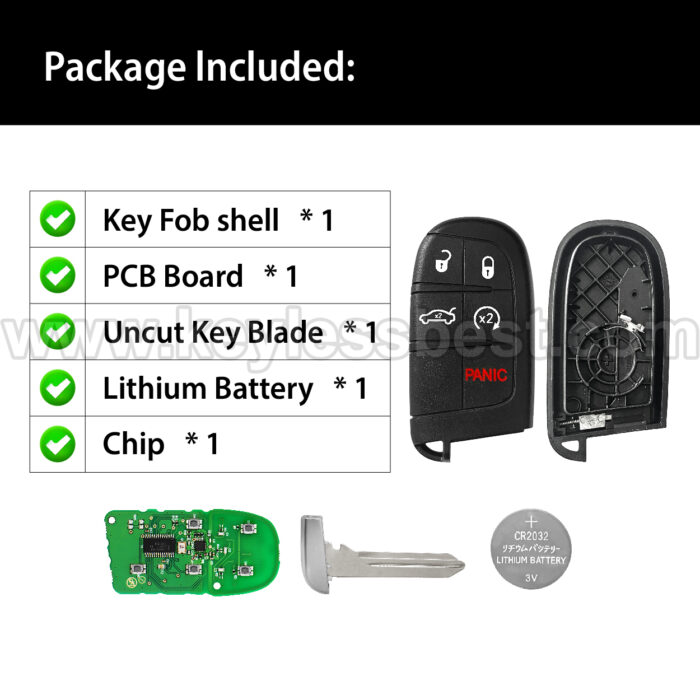 2011-2021 Dodge Chrysler Fiat Charger Dart Challenger Journey DURANGO Challenger SRT Hellcat 300 200 500X / 5 Buttons Keyless Entry Remote / M3N-40821302 / PN: 68394195AA 5026676AH 5026676AC 5026676AH 5026676 AC  56046759AF 56046759AA / 46 - Image 6