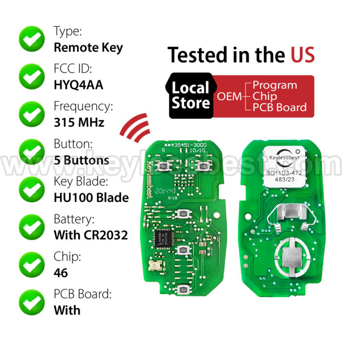 2017 - 2020 Buick Envision Encore / 5 Buttons Keyless Entry Remote / HYQ4AA / PN: 13584500, 13532385 - Image 4