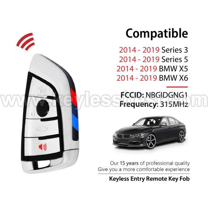 2014 - 2019 BMW Series 3 Series 5 X5 X6 / 4 Buttons Keyless Entry Remote / NBGIDGNG1 / 49 HITAG PRO - Image 2