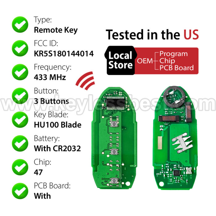 2013-2016 Nissan Pathfinder / 3 Buttons Keyless Entry Remote / KR5S180144014 / PN: 285E3-3KL4A, 285E3-9PB3A / 47 - Image 4