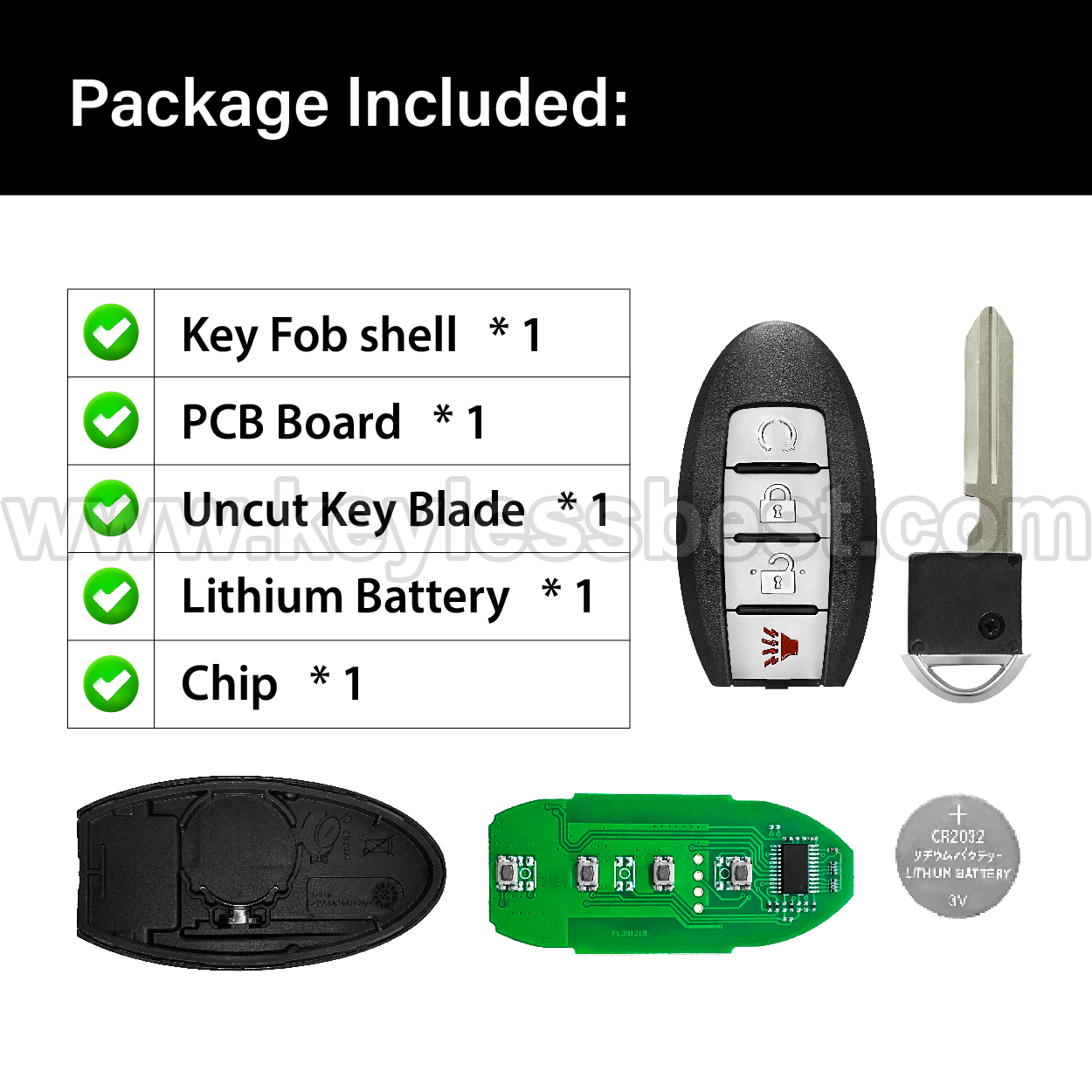 2017 - 2018 Nissan Rogue / 4 Buttons Keyless Entry Remote / KR5S180144106 / PN:285E3-6FL2B / 4A - Image 6