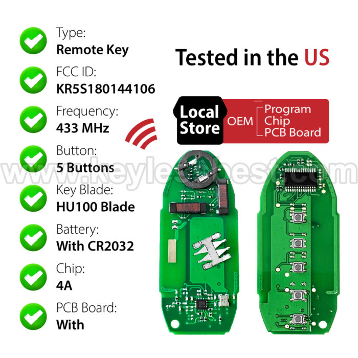 2017-2020 Nissan Rogue / 5 Buttons Keyless Entry Remote / KR5S180144106 / PN:285E3-6FL7B, 285E36FL7B,285E3-6FL7A, 285E36FL7A / 4A - Image 4