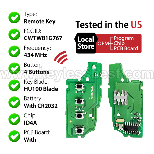 2014-2019 Nissan Rogue / 4 Buttons Keyless Entry Remote / CWTWB1G767 / PN: 28268-4BA1A, H0561-4BA1A / 4A - Image 4