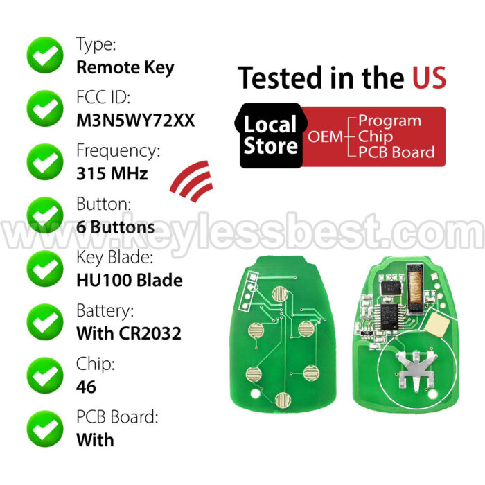 2004-2007 Chrysler Town & Country Caravan Grand Caravan / 6 Buttons Keyless Entry Remote / M3N5WY72XX / PN: 05183683AA / ID46 - Image 5