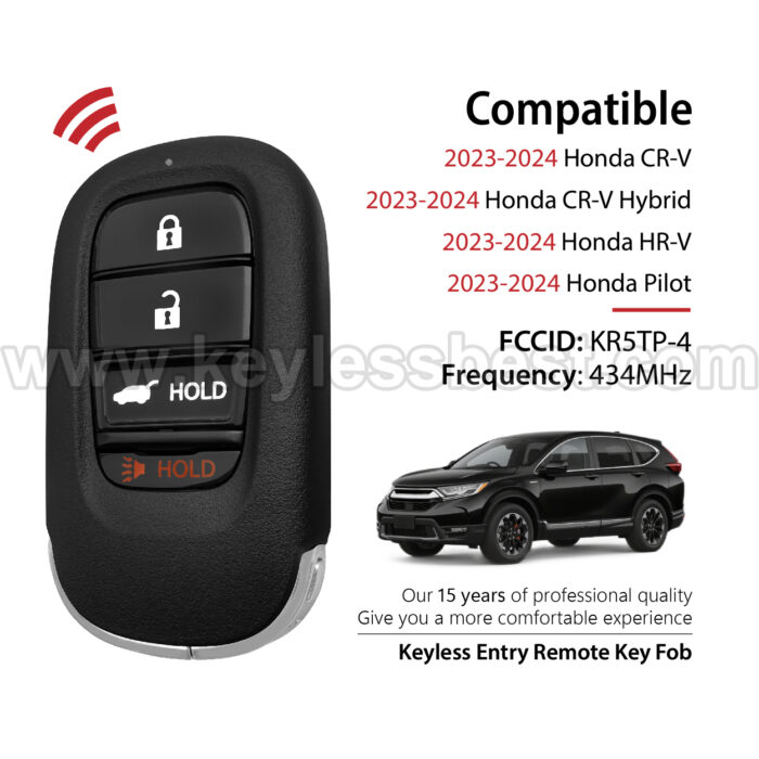 2023-2024 Honda CR-V CR-V Hybrid HR-V Pilot / 4 Buttons Keyless Entry Remote / KR5TP-4 / PN:72147-T20-A01 / 4A - Image 2