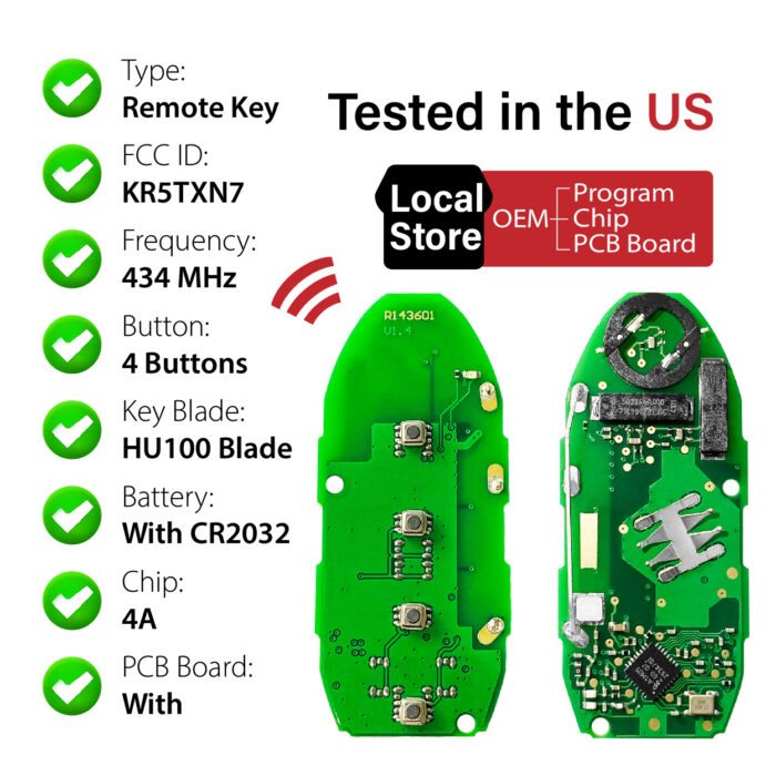 2020-2023 Infiniti Q60 Q50 / 4 Buttons Keyless Entry Remote / KR5TXN7 / PN:285E3-9NR4A / 4A - Image 4