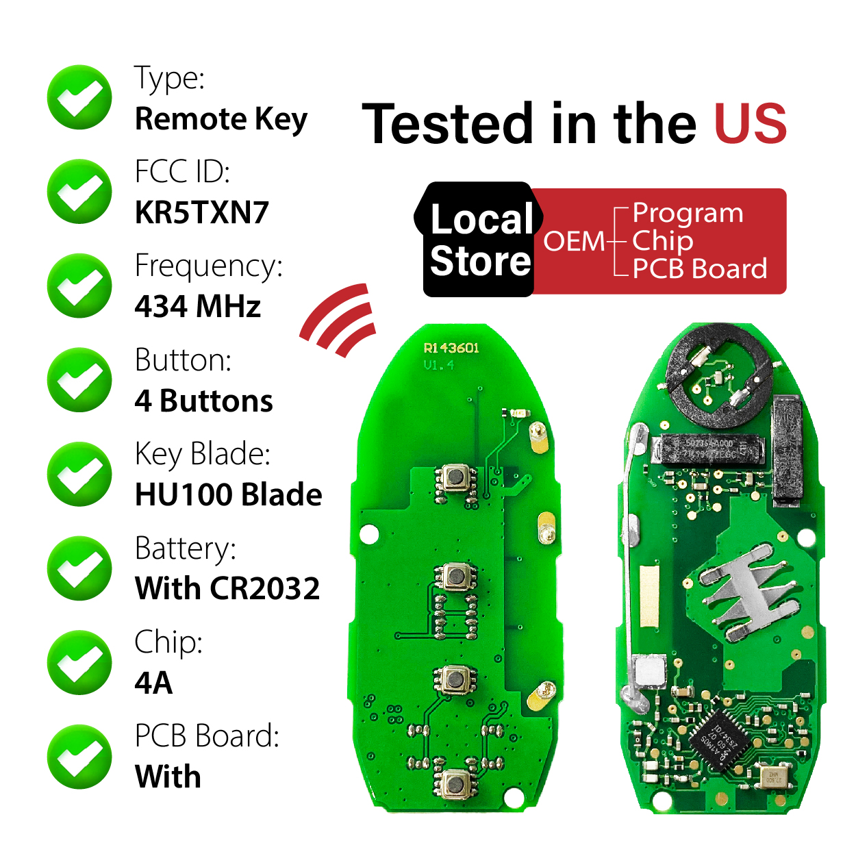 2020-2023 Infiniti Q60 Q50 / 4 Buttons Keyless Entry Remote / KR5TXN7 / PN:285E3-9NR4A / 4A - Image 4