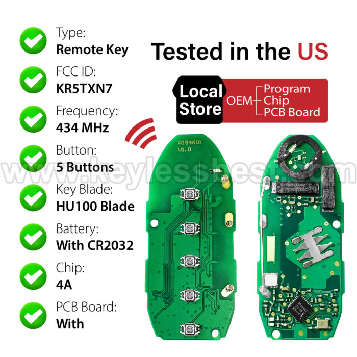 2020-2023 Infiniti Q60 Q50 / 5 Buttons Keyless Entry Remote / KR5TXN7 / PN:285E3-6HE6A / 4A - Image 4