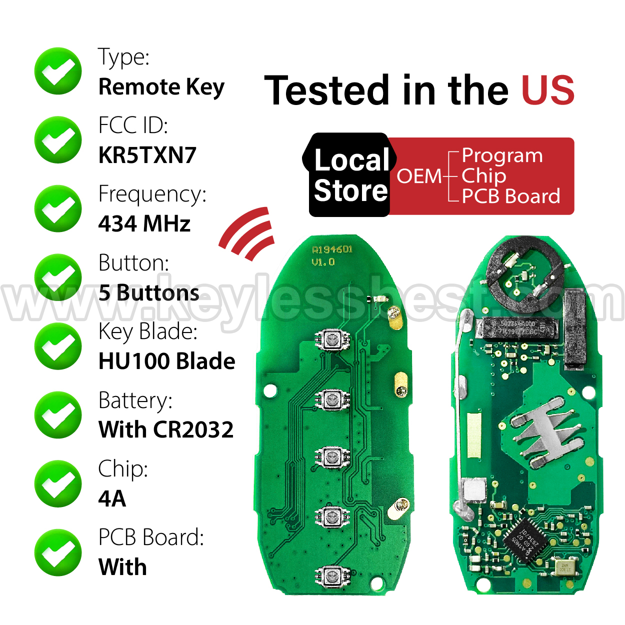 2020-2023 Infiniti Q60 Q50 / 5 Buttons Keyless Entry Remote / KR5TXN7 / PN:285E3-6HE6A / 4A - Image 4