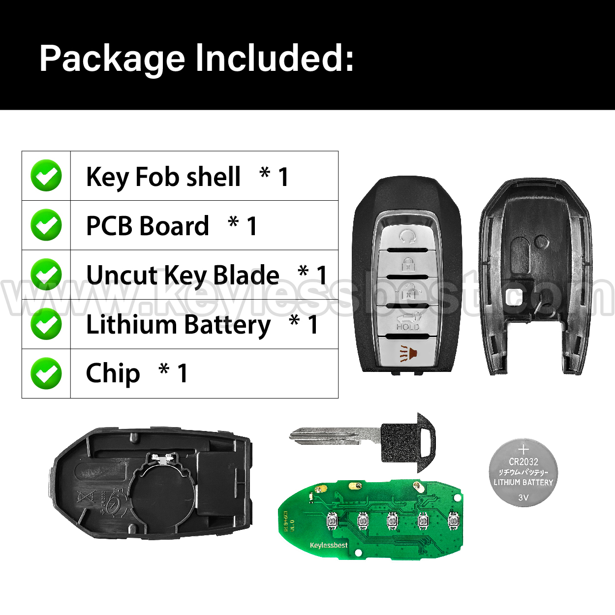 2019-2023 Infiniti QX60 / 5 Buttons Keyless Entry Remote / KR5TXN7 / PN:285E3-9NR5B, 285E3-9NR5A / 4A - Image 6
