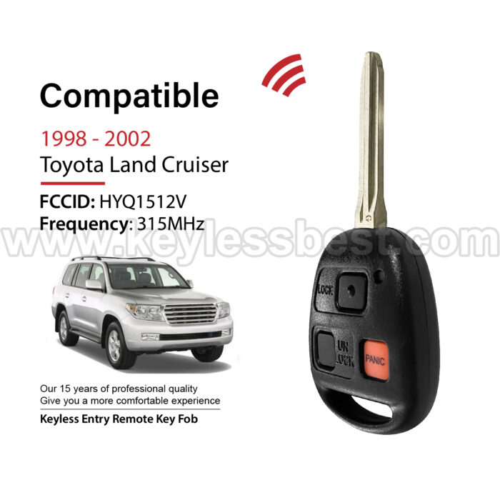 1998-2002 Toyota Land Cruiser / 3 Buttons Keyless Entry Remote / HYQ1512V / PN:89070-60090 / ID4C - Image 2