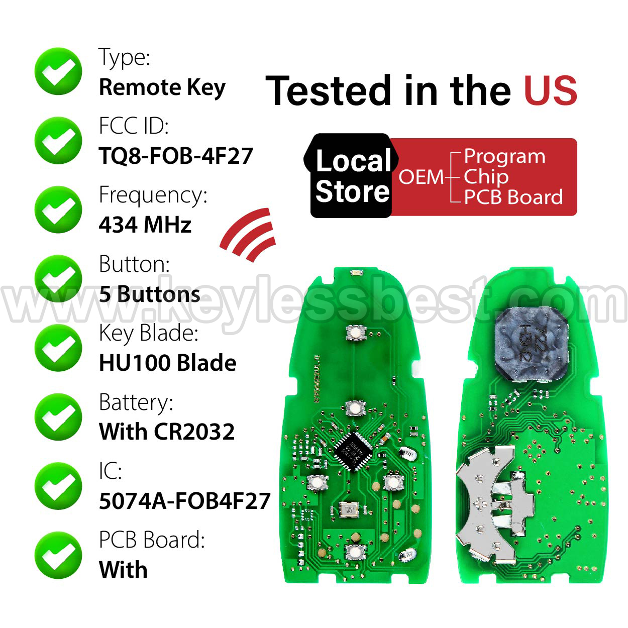 2021-2022 Hyundai Tucson / 5 Buttons Keyless Entry Remote / TQ8-FOB-4F27 / PN:95440-N9070 / 47 - Image 4