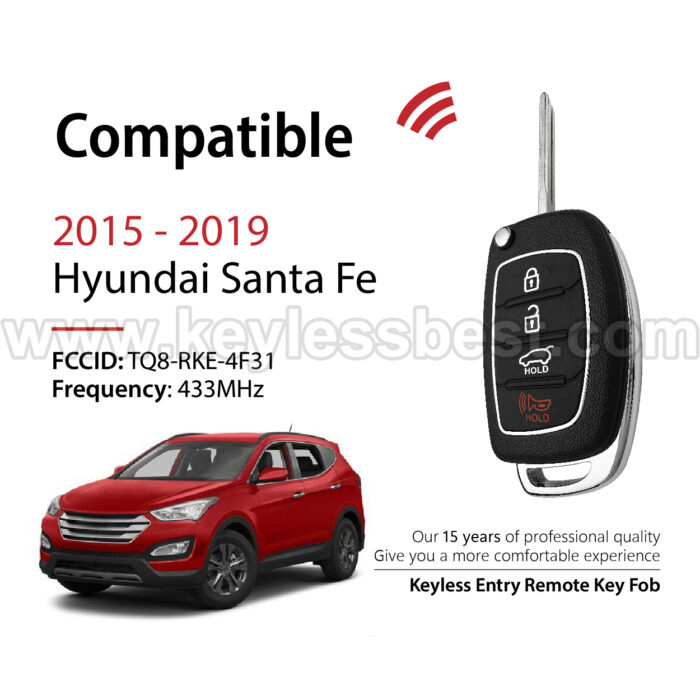 2015 - 2019 Hyundai Santa Fe / 4 Buttons Keyless Entry Remote / TQ8-RKE-4F31 / PN: 95430-2W110 - Image 2