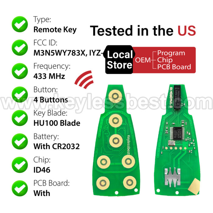 2008-2013 Jeep Commander Grand Cherokee / 4 Buttons Keyless Entry Remote / M3N5WY783X, IYZ-C01C / PN: 68066848AE / ID46 - Image 4