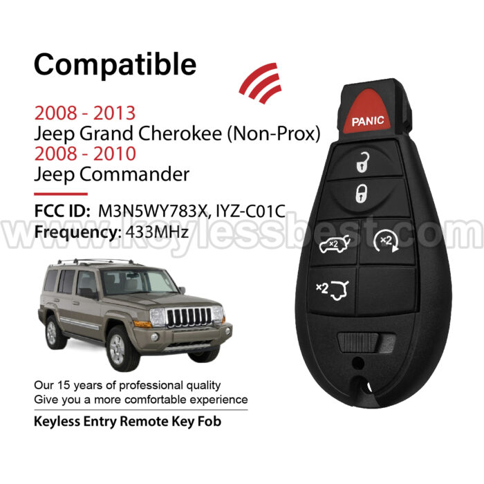 2008 - 2013 Jeep Grand Cherokee Commander / 6 Buttons Keyless Entry Remote / M3N5WY783X, IYZ-C01C / PN: 05026346AD / ID46 - Image 2