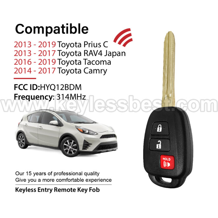 2013-2019 Toyota Prius C RAV4 Japan Tacoma Camry / 3 Buttons Keyless Entry Remote / HYQ12BDM / PN: 89070-52F50, 89070-42820 / H - Image 2
