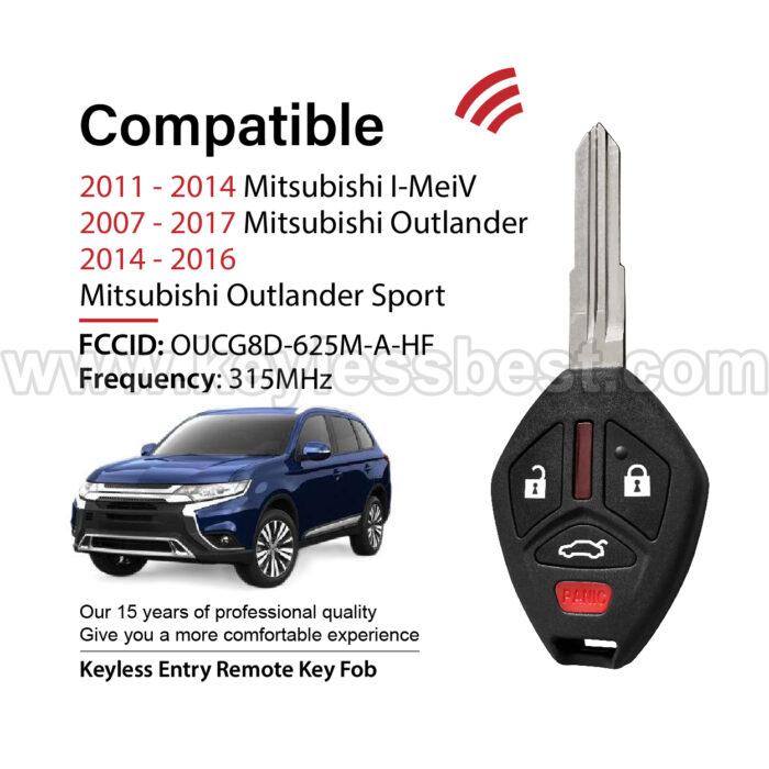 2007 - 2017 Mitsubishi I-MeiV Outlander Outlander Sport / 4 Buttons Keyless Entry Remote / OUCG8D-625M-A-HF / PN: 6370B711 / ID46 - Image 2