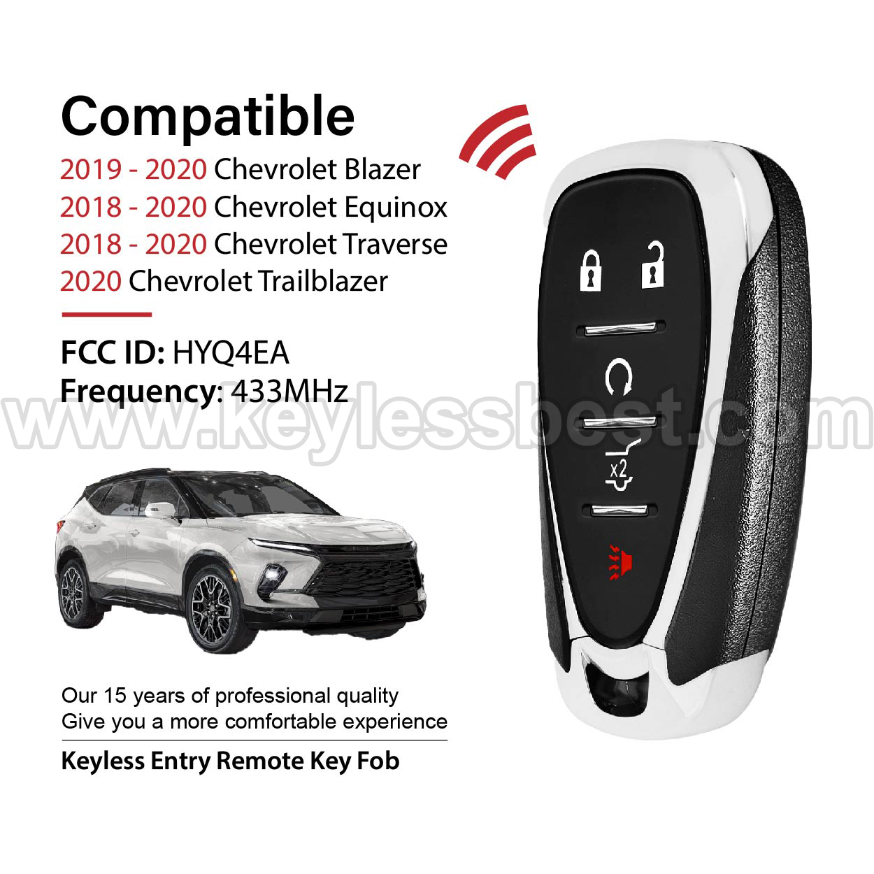 2018-2020 Chevrolet Blazer Equinox Traverse Trailblazer / 5 Buttons Keyless Entry Remote / HYQ4EA / PN: 13529636, 13519188, 13584514 / 46 - Image 2