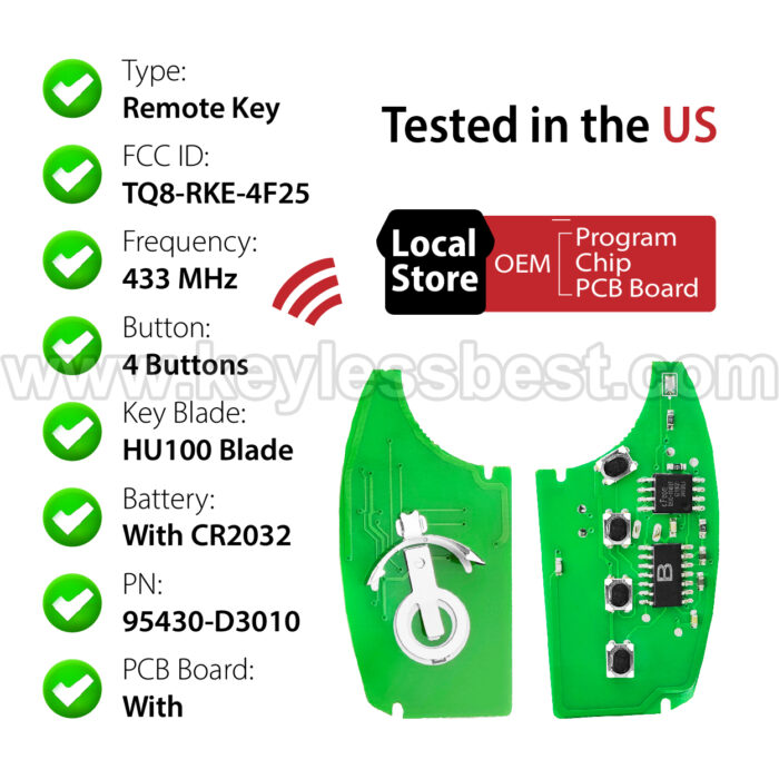 2015 - 2019 Hyundai Tucson / 4 Buttons Keyless Entry Remote / TQ8-RKE-4F25 / PN: 95430-D3010 - Image 4