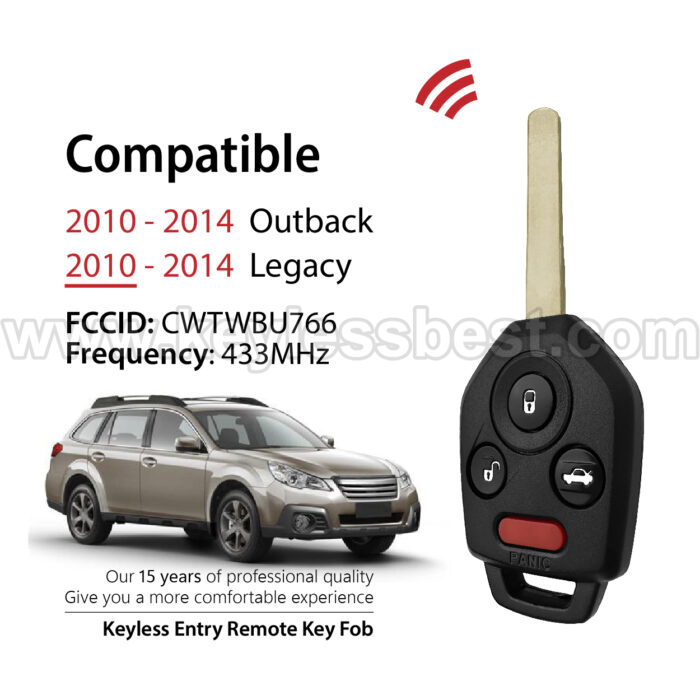 2010-2014 Subaru Outback Legacy / 4 Buttons Keyless Entry Remote / CWTWBU766 / PN: 57497-AJ00A / 4D60 - Image 2