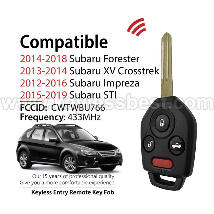 2012-2019 Subaru Forester XV Crosstrek Impreza STI / 4 Buttons Keyless Entry Remote / CWTWBU766 / PN: 57497-FJ031 / G 80-BIT - Image 2