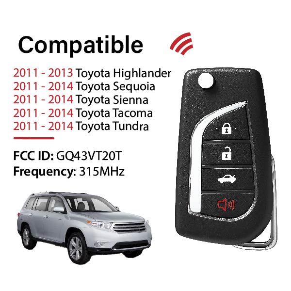 2011-2014 Toyota Highlander Keyless Entry Fob GQ43VT20T PN:89742-AE011 - Bild 2