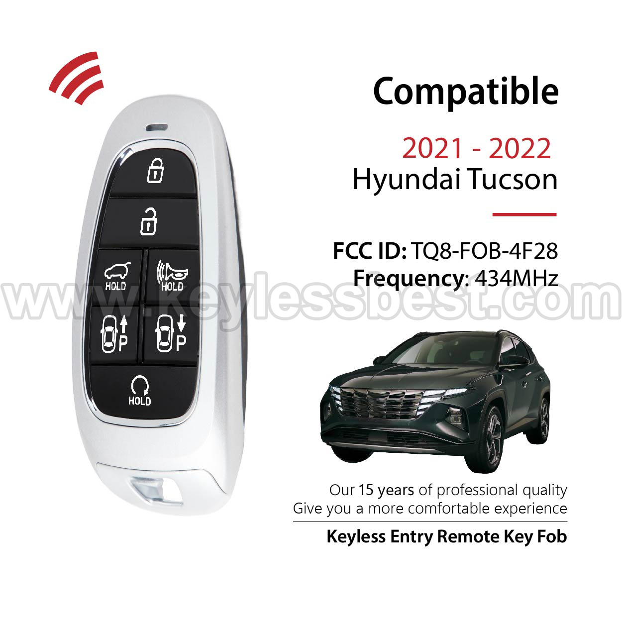 2021-2022 Hyundai Tucson / 7 Buttons Keyless Entry Remote / TQ8-FOB-4F28 / PN:95440-2020-2022 Hyundai SonataN9010 / 47 - Image 2