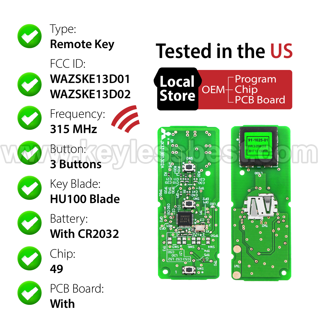 2012-2018 Mazda 3 CX3 CX5 SPEED3 Mazdaspeed3 / 3 Buttons Keyless Entry Remote / WAZSKE13D01 WAZSKE13D02 / PN:KDY3-67-5DY,  KD33-67-5RY - Image 4