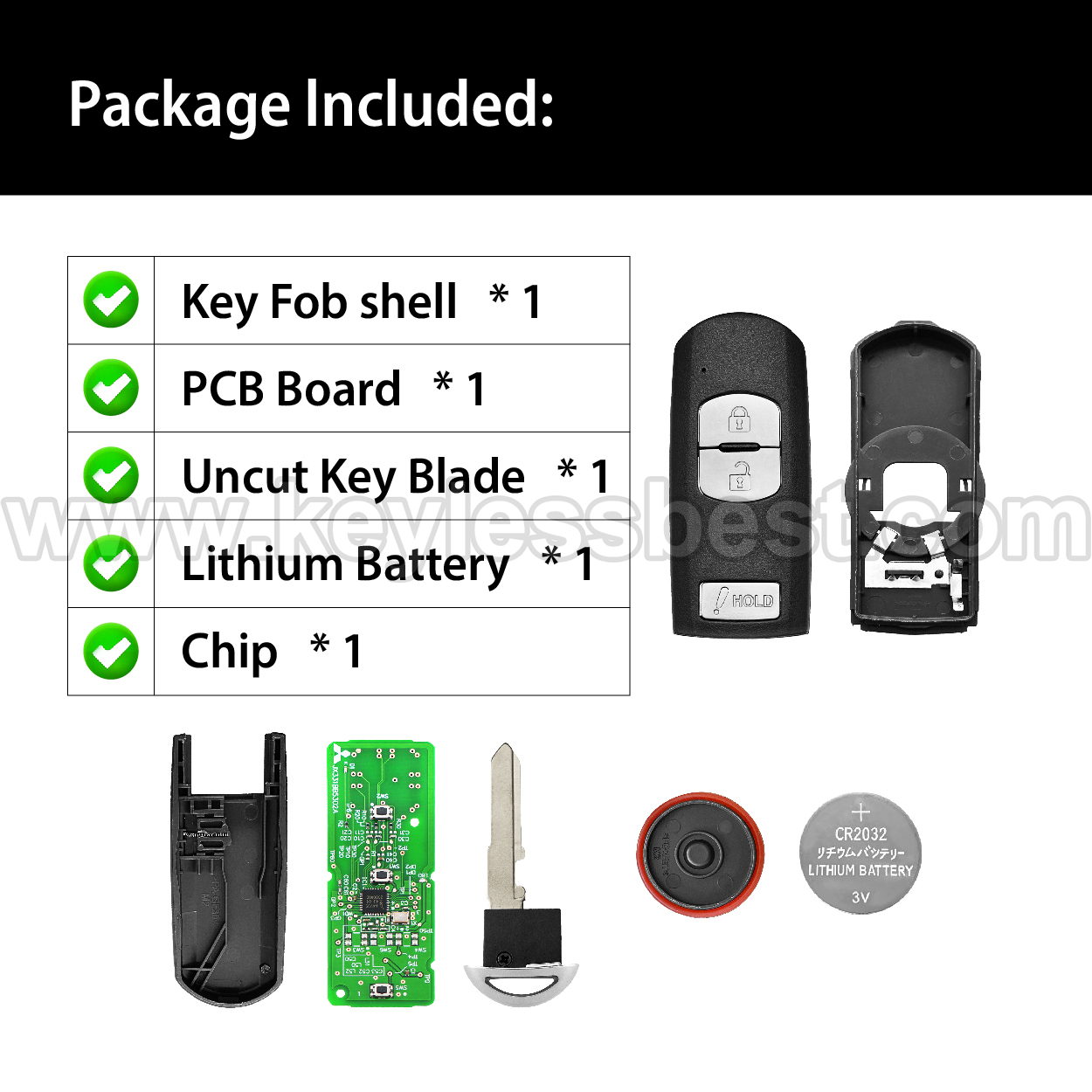 2012-2018 Mazda 3 CX3 CX5 SPEED3 Mazdaspeed3 / 3 Buttons Keyless Entry Remote / WAZSKE13D01 WAZSKE13D02 / PN:KDY3-67-5DY,  KD33-67-5RY - Image 6