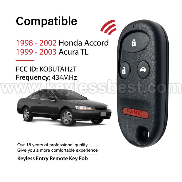 1998-2003 Honda Acura TL Accord / 4 Buttons Keyless Entry Remote / KOBUTAH2T / PN: 72147-S84-A03, 72147-S0K-A02 - Image 2