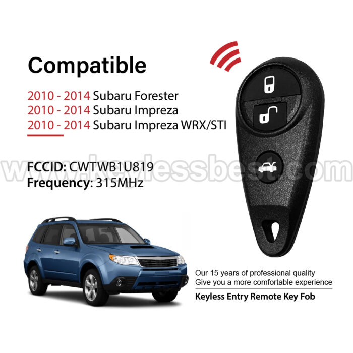 2010-2014 Subaru Forester Impreza Impreza WRX/STI / 4 Buttons Keyless Entry Remote / CWTWB1U819 / PN:88036-FG030 - Image 2